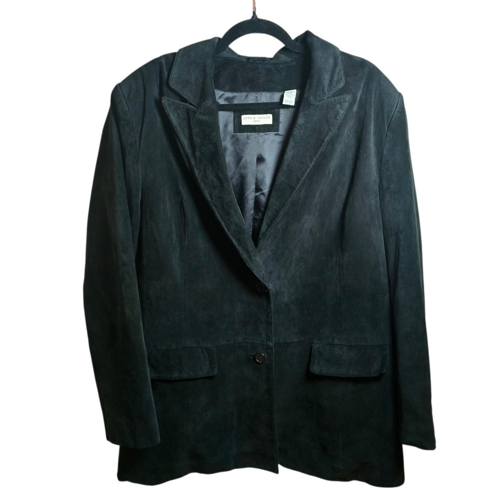 Lord & Taylor Black Suede Blazer Jacket Leather Clean Only Size XL
